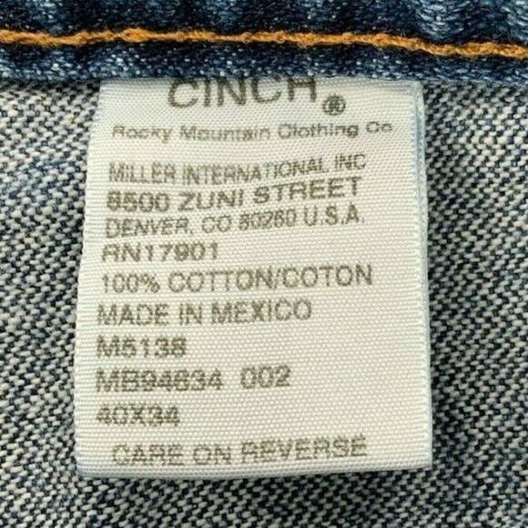 Cinch UP Jeans Men's Size 40X34 Straight Leg High Rise Medium Wash Pockets Denim - Picture 11 of 12